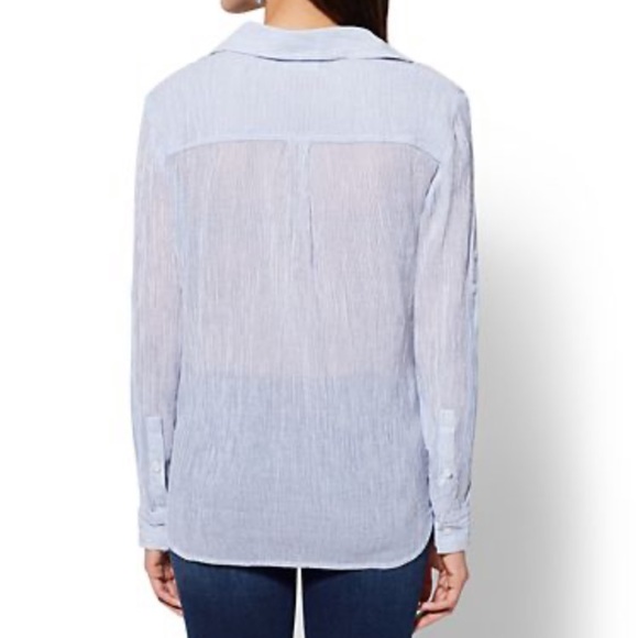 NY & CO. SAPPHIRE STRIPED BLOUSE NEW - Picture 2 of 8